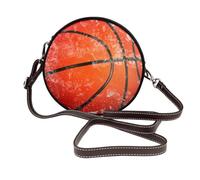 Hnnkloy Basketball Glass Breaking Window, PU Leather Shoulder Bag, Round Crossbody Bag - Circle Purse for Women