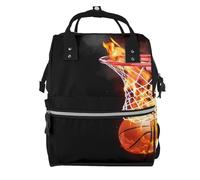 Hnnkloy Basketball Sports Flame Ball, Large Capacity Mummy Backpack Diaper Bag Travel Backpack for Outdoor