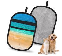 Hnnkloy Beach Sea Waves Beach Sand, 2 Pack Pet Hair Removal Gloves For Bed,Carpet,Clothes,Sofa,Static Grooming Glove For Dogs & Cats