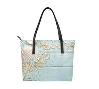 Hnnkloy Beach Shell Sea Starfish,PU Leather Handbag Large Capacity Tote Bag Women's Shoulder Bag for Work Travel