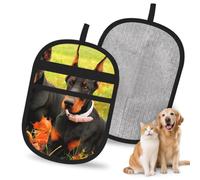 Hnnkloy Beautiful Autumn Doberman, 2 Pack Pet Hair Removal Gloves For Bed,Carpet,Clothes,Sofa,Static Grooming Glove For Dogs & Cats