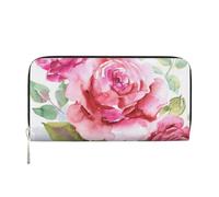 Hnnkloy Beautiful Flowers Rose Pink Flower Floral, PU Leather Wallets Large Capacity Clutch Wallet for Men Women