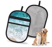 Hnnkloy Beautiful Ocean Waves, 2 Pack Pet Hair Removal Gloves For Bed,Carpet,Clothes,Sofa,Static Grooming Glove For Dogs & Cats