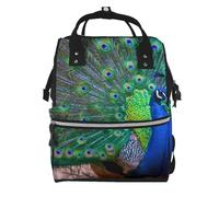 Hnnkloy Beautiful Peacock, Large Capacity Mummy Backpack Diaper Bag Travel Backpack for Outdoor
