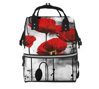 Hnnkloy Beautiful Poppy Flower Ink Printing, Large Capacity Mummy Backpack Diaper Bag Travel Backpack for Outdoor