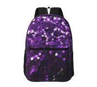 Hnnkloy Beautiful Purple Glitter Print, 17 Inch Backpack With Pockets Casual Daypack Water Resistant School Bag
