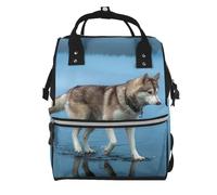 Hnnkloy Beautiful Siberian Husky, Large Capacity Mummy Backpack Diaper Bag Travel Backpack for Outdoor