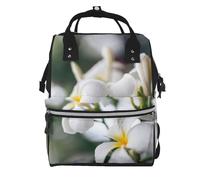 Hnnkloy Beautiful White Frangipani Wake Plumeria Flowers, Large Capacity Mummy Backpack Diaper Bag Travel Backpack for Outdoor