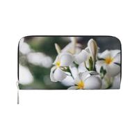 Hnnkloy Beautiful White Frangipani Wake Plumeria Flowers, PU Leather Wallets Large Capacity Clutch Wallet for Men Women