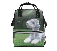 Hnnkloy Bedlington Terrier Funny Dogs Furry Dogs Pets, Large Capacity Mummy Backpack Diaper Bag Travel Backpack for Outdoor