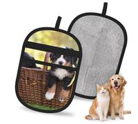 Hnnkloy Bernese Mountain Dog Puppies, 2 Pack Pet Hair Removal Gloves For Bed,Carpet,Clothes,Sofa,Static Grooming Glove For Dogs & Cats