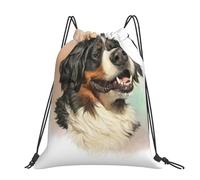 Hnnkloy Bernese Mountain Dog Realistic Portrait Berner, Drawstring Backpack Unisex Sport Gym Bag Casual Daypack Drawstring Sackpack