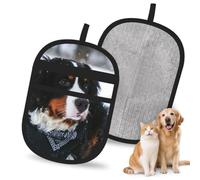 Hnnkloy Bernese Mountain Dog Snowfall, 2 Pack Pet Hair Removal Gloves For Bed,Carpet,Clothes,Sofa,Static Grooming Glove For Dogs & Cats