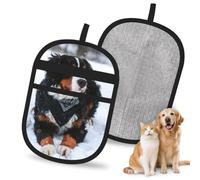 Hnnkloy Bernese Mountain Dog Snowfall, 2 Pack Pet Hair Removal Gloves For Bed,Carpet,Clothes,Sofa,Static Grooming Glove For Dogs & Cats