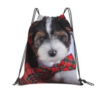 Hnnkloy Biewer Terrier Puppies, Drawstring Backpack Unisex Sport Gym Bag Casual Daypack Drawstring Sackpack