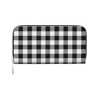 Hnnkloy Black and White Buffalo Plaid, PU Leather Wallets Large Capacity Clutch Wallet for Men Women