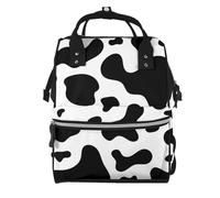 Hnnkloy Black And White Cow Skin, Large Capacity Mummy Backpack Diaper Bag Travel Backpack for Outdoor