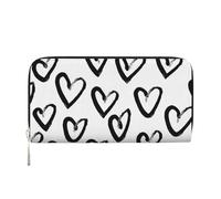Hnnkloy Black and White Heart, PU Leather Wallets Large Capacity Clutch Wallet for Men Women