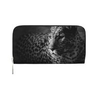 Hnnkloy Black and White Image of A Leopard, PU Leather Wallets Large Capacity Clutch Wallet for Men Women