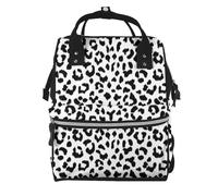 Hnnkloy Black And White Leopard Print With Monogram, Large Capacity Mummy Backpack Diaper Bag Travel Backpack for Outdoor