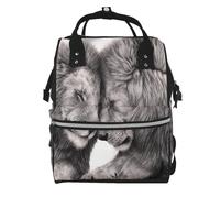 Hnnkloy Black And White Lion Couples, Large Capacity Mummy Backpack Diaper Bag Travel Backpack for Outdoor