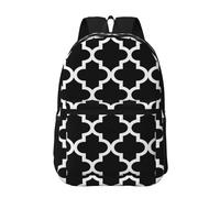 Hnnkloy Black And White Moroccan Quatrefoil, 17 Inch Backpack With Pockets Casual Daypack Water Resistant School Bag