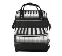 Hnnkloy Black And White Piano Keys Printed, Large Capacity Mummy Backpack Diaper Bag Travel Backpack for Outdoor
