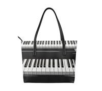 Hnnkloy Black And White Piano Keys Printed,PU Leather Handbag Large Capacity Tote Bag Women's Shoulder Bag for Work Travel