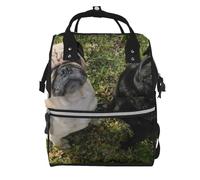 Hnnkloy Black And White Pug Dog, Large Capacity Mummy Backpack Diaper Bag Travel Backpack for Outdoor
