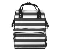 Hnnkloy Black And White Stripe, Large Capacity Mummy Backpack Diaper Bag Travel Backpack for Outdoor