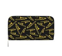 Hnnkloy Black and Yellow Trombone, PU Leather Wallets Large Capacity Clutch Wallet for Men Women