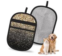 Hnnkloy Black & Gold Sparkle, 2 Pack Pet Hair Removal Gloves For Bed,Carpet,Clothes,Sofa,Static Grooming Glove For Dogs & Cats