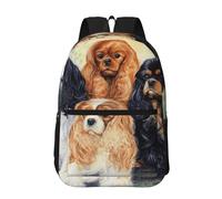 Hnnkloy Black Golden Cavalier King Charles Spaniel, 17 Inch Backpack With Pockets Casual Daypack Water Resistant School Bag