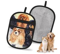 Hnnkloy Black Golden Cavalier King Charles Spaniel, 2 Pack Pet Hair Removal Gloves For Bed,Carpet,Clothes,Sofa,Static Grooming Glove For Dogs & Cats