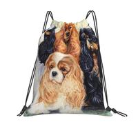 Hnnkloy Black Golden Cavalier King Charles Spaniel, Drawstring Backpack Unisex Sport Gym Bag Casual Daypack Drawstring Sackpack