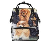 Hnnkloy Black Golden Cavalier King Charles Spaniel, Large Capacity Mummy Backpack Diaper Bag Travel Backpack for Outdoor