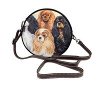 Hnnkloy Black Golden Cavalier King Charles Spaniel, PU Leather Shoulder Bag, Round Crossbody Bag - Circle Purse for Women