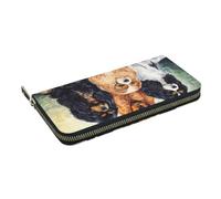 Hnnkloy Black Golden Cavalier King Charles Spaniel, PU Leather Wallets Large Capacity Clutch Wallet for Men Women