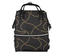 Hnnkloy Black Golden Chains Chain, Large Capacity Mummy Backpack Diaper Bag Travel Backpack for Outdoor