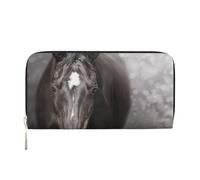 Hnnkloy Black Horse with Heart, PU Leather Wallets Large Capacity Clutch Wallet for Men Women