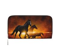 Hnnkloy Black Horses Red Glowing Clouds Printed, PU Leather Wallets Large Capacity Clutch Wallet for Men Women