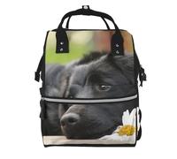 Hnnkloy Black Labrador Chamomile Black Retriever Dogs, Large Capacity Mummy Backpack Diaper Bag Travel Backpack for Outdoor