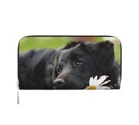 Hnnkloy Black Labrador Chamomile Black Retriever Dogs, PU Leather Wallets Large Capacity Clutch Wallet for Men Women