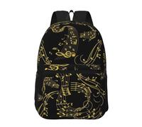 Hnnkloy Black Music Notes, 17 Inch Backpack With Pockets Casual Daypack Water Resistant School Bag