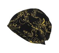 Hnnkloy Black Music Notes,Polyester Knitted Hat Skull Cap Balaclava Running Hat Slouchy Beanie Hat