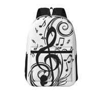 Hnnkloy Black Music Notes Print, 17 Inch Backpack With Pockets Casual Daypack Water Resistant School Bag