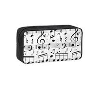Hnnkloy Black Music Notes Scales, Big Capacity Pencil Case Portable Pen Pouch Stationery Bag for School Office