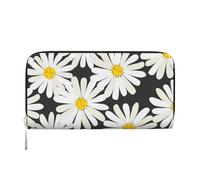 Hnnkloy Black White Daisy, PU Leather Wallets Large Capacity Clutch Wallet for Men Women