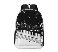 Hnnkloy Black White Music, 17 Inch Backpack With Pockets Casual Daypack Water Resistant School Bag