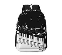 Hnnkloy Black White Music Note, 17 Inch Backpack With Pockets Casual Daypack Water Resistant School Bag